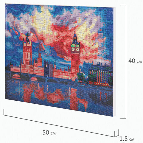 Картина стразами (алмазная мозаика) 40х50 см, ОСТРОВ СОКРОВИЩ "Небо Лондона", на подрамнике, 662592