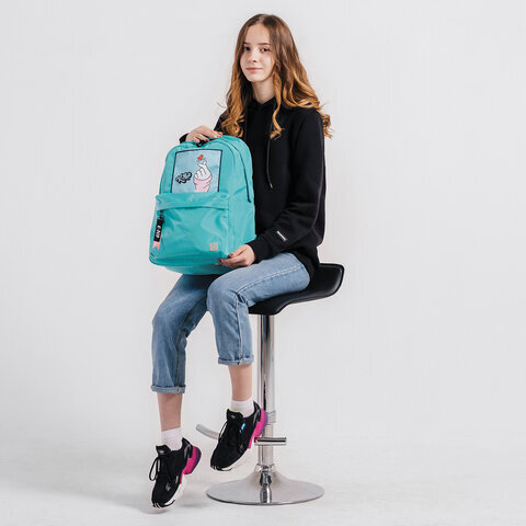 Рюкзак BRAUBERG FASHION CITY, универсальный, "K-pop", бирюзовый, 44х31х16 см, 229966
