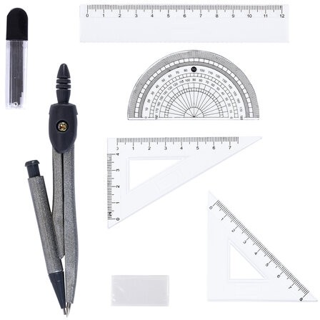 Готовальня ПИФАГОР 8 предметов: циркуль 120 мм, чертежные принадлежности, пластиковый пенал, 210860