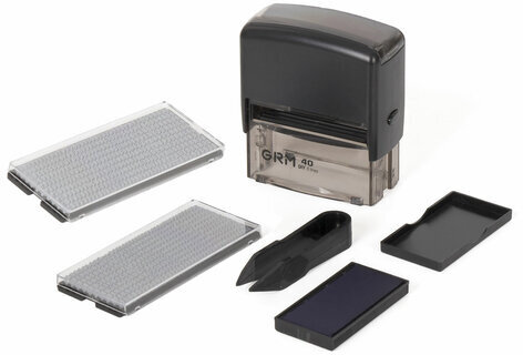 Штамп самонаборный 6-строчный, оттиск 59х23 мм, синий без рамки, GRM 40, КАССЫ В КОМПЛЕКТЕ, 116000050