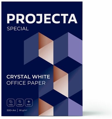 Бумага офисная А4, 80 г/м2, 500 л., марка В, PROJECTA, Россия, 162% (CIE)