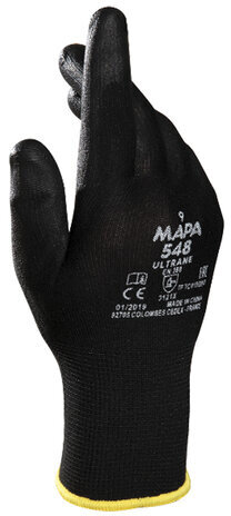 Перчатки нейлоновые MAPA Ultrane 548, полиуретановое покрытие (облив), размер 8 (M), черные