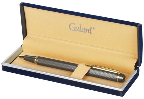 Ручка подарочная шариковая GALANT "Dark Chrome", корпус матовый хром, золотистые детали, пишущий узел 0,7 мм, синяя, 140397