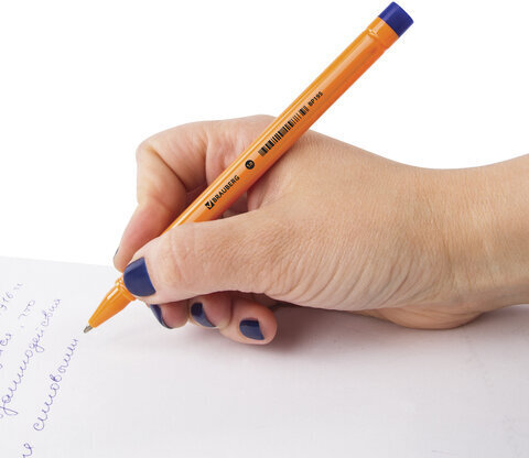 Ручка шариковая BRAUBERG "Solar", СИНЯЯ, трехгранная, корпус оранжевый, узел 1 мм, линия письма 0,5 мм, 142402