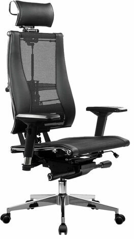 Кресло МЕТТА "YOGA" Y 4DT B2-14D, адаптивная спинка, 3D-подголовник, сверхпрочная сетка, черное