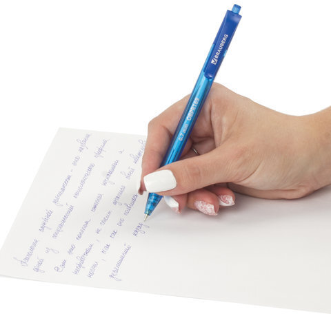 Ручка шариковая масляная автоматическая BRAUBERG "Extra Glide R Tone", СИНЯЯ, узел 0,7мм, линия письма 0,35 мм, 142934