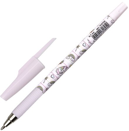 Ручка шариковая ЮНЛАНДИЯ "UNICORN", синяя, SOFT TOUCH покрытие, узел 0,7 мм, линия письма 0,35 мм, 143726