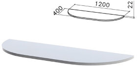 Стол приставной полукруг &quot;Монолит&quot;, 1200х400х750 мм, БЕЗ ОПОР (640137), цвет серый, ПМ39.11