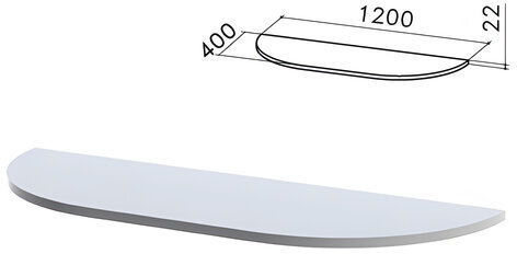 Стол приставной полукруг "Монолит", 1200х400х750 мм, БЕЗ ОПОР (640137), цвет серый, ПМ39.11
