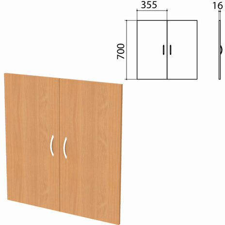 Дверь ЛДСП низкая "Бюджет", КОМПЛЕКТ 2 шт., 355х16х700 мм, груша ароза 336, 402879, 402879-336