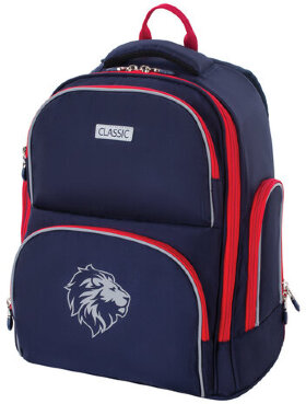Рюкзак BRAUBERG CLASSIC, легкий каркас, премиум материал, Lion, синий, 37х32х21 см, 228829