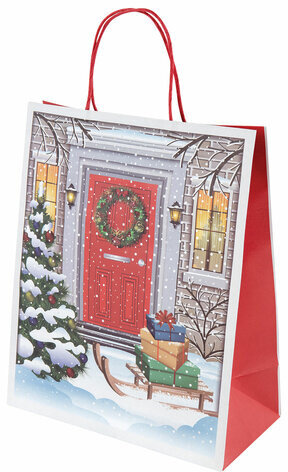 Пакет подарочный КОМПЛЕКТ 10 штук новогодний 26x32x13 см, "Сочельник", ЗОЛОТАЯ СКАЗКА, 592130