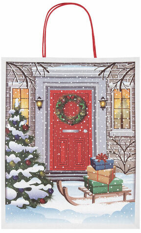 Пакет подарочный КОМПЛЕКТ 10 штук новогодний 26x32x13 см, "Сочельник", ЗОЛОТАЯ СКАЗКА, 592130