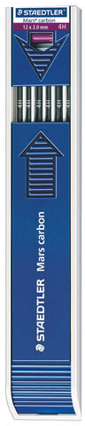 Грифель для цангового карандаша 130 мм STAEDTLER (Германия) "Mars", 4H, 2 мм, КОМПЛЕКТ 12 шт., 200-4H