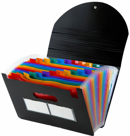 Папка-органайзер для бумаг и документов на резинке, 25 отделений, BRAUBERG DOCS, А4, черная, 271151