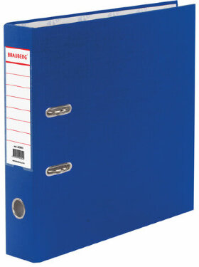 Папка-регистратор BRAUBERG с покрытием из ПВХ, 70 мм, синяя (удвоенный срок службы), 220893