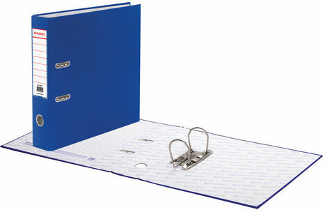 Папка-регистратор BRAUBERG с покрытием из ПВХ, 70 мм, синяя (удвоенный срок службы), 220893