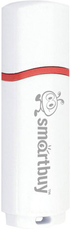 Флеш-диск 8 GB, SMARTBUY Crown, USB 2.0, белый, SB8GBCRW-W