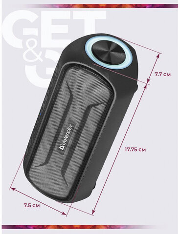 Колонка портативная DEFENDER Enjoy S1000, 2.0, 20 Вт, bluetooth, microUSB, черная, 65688
