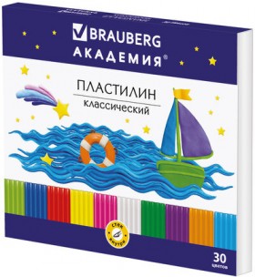 Пластилин классический BRAUBERG &quot;АКАДЕМИЯ&quot;, 30 цветов, 600 г, со стеком, ВЫСШЕЕ КАЧЕСТВО, 105900