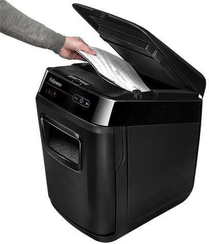 Уничтожитель (шредер) FELLOWES AUTOMAX 200C, АВТОПОДАЧА, 4 уровень секретности, фрагменты 4х38 мм, 200 листов, 32 л, FS-46536