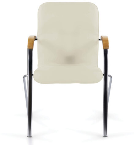 Кресло BRABIX "Samba CF-105 BOX-2", хром каркас, накладки "бук", кожзам бежевый, разобрано, 532762