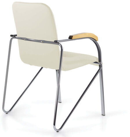 Кресло BRABIX "Samba CF-105 BOX-2", хром каркас, накладки "бук", кожзам бежевый, разобрано, 532762