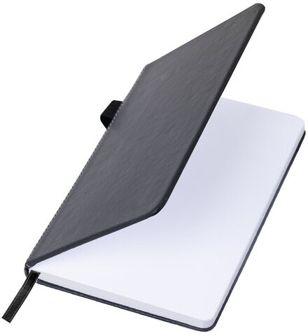 Блокнот А5 135x212мм BRAUBERG "Soft touch" под кожу, резинка, держатель, 80л клетка, черный, 117145