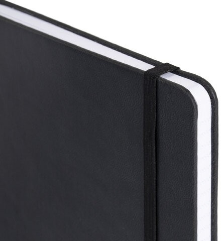 Блокнот А5 135x212мм BRAUBERG "Soft touch" под кожу, резинка, держатель, 80л клетка, черный, 117145