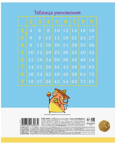 Тетрадь 12 л. HATBER клетка, обложка картон, "Little Elephant" (5 видов в спайке), 12Т5В1