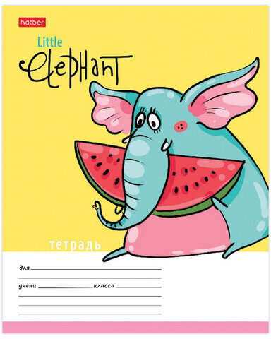 Тетрадь 12 л. HATBER клетка, обложка картон, "Little Elephant" (5 видов в спайке), 12Т5В1