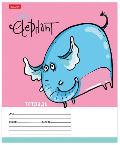 Тетрадь 12 л. HATBER клетка, обложка картон, "Little Elephant" (5 видов в спайке), 12Т5В1