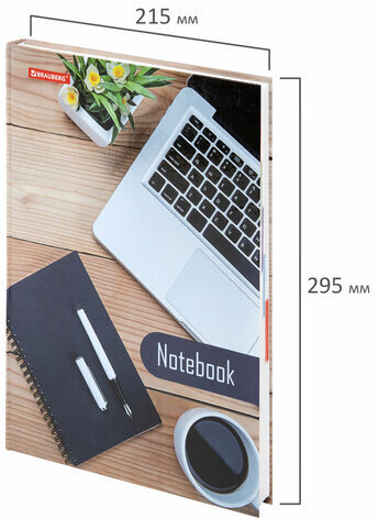 Блокнот БОЛЬШОЙ ФОРМАТ (215х295 мм) А4, 160 л., твердый, клетка, блок 5 цветов, BRAUBERG, "Офис", 111590