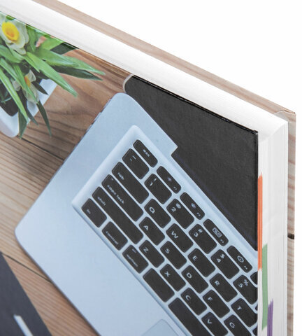 Блокнот БОЛЬШОЙ ФОРМАТ (215х295 мм) А4, 160 л., твердый, клетка, блок 5 цветов, BRAUBERG, "Офис", 111590