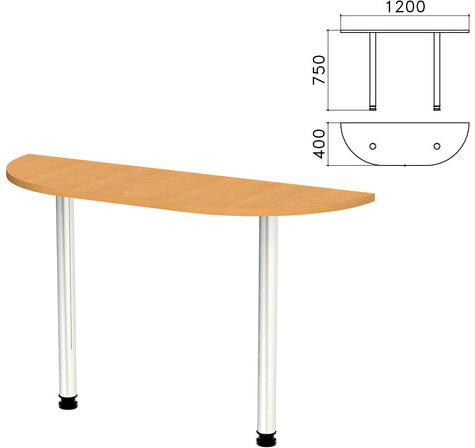 Стол приставной полукруг "Монолит", 1200х400х750 мм, цвет бук бавария (КОМПЛЕКТ)