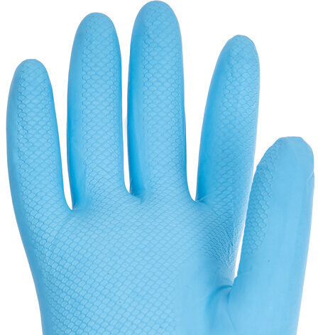 Перчатки нитриловые многоразовые, ГИПОАЛЕРГЕННЫЕ LAIMA ПРОЧНЫЕ, хлопчатобумажное напыление, разм L (большой), 604999