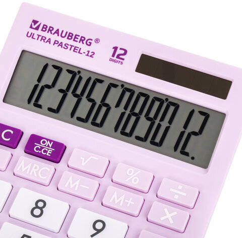 Калькулятор настольный BRAUBERG ULTRA PASTEL-12-PR (192x143 мм), 12 разрядов, двойное питание, СИРЕНЕВЫЙ, 250505