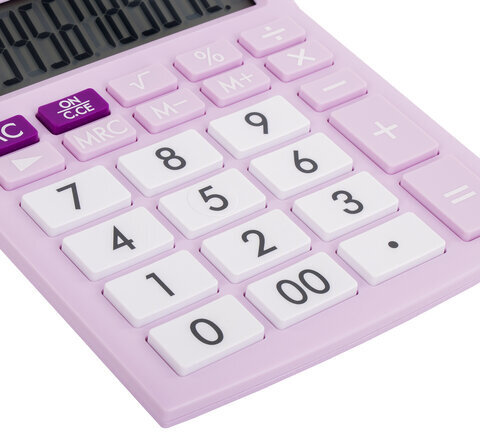 Калькулятор настольный BRAUBERG ULTRA PASTEL-12-PR (192x143 мм), 12 разрядов, двойное питание, СИРЕНЕВЫЙ, 250505