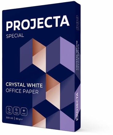 Бумага офисная БОЛЬШОГО ФОРМАТА (297х420), А3, 80 г/м2, 500 л., марка В, PROJECTA, Россия, 162% (CIE)