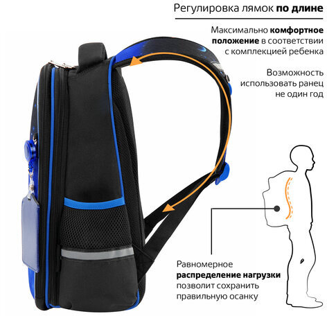 Ранец ЮНЛАНДИЯ LIGHT, 2 отделения, "Space war", 38х29х16 см, 270607