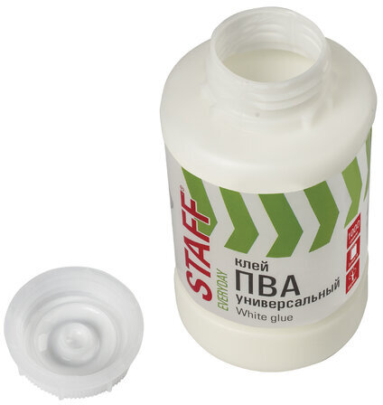 Клей ПВА универсальный 1 кг (бумага, картон, дерево), STAFF, 606431