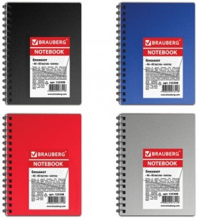 Блокнот МАЛЫЙ ФОРМАТ (105х145 мм) А6, 60 л., гребень сбоку, пластиковая обложка+картон, клетка, BRAUBERG, &quot;Офис&quot;, 125398