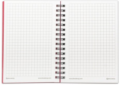 Блокнот МАЛЫЙ ФОРМАТ (105х145 мм) А6, 60 л., гребень сбоку, пластиковая обложка+картон, клетка, BRAUBERG, "Офис", 125398