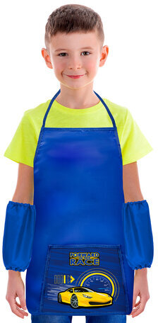 Фартук с нарукавниками для уроков труда ПИФАГОР, 1 карман, 44x55 см, "Racing car", 270926