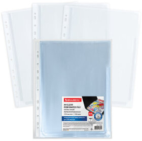 Папка-файл перфорированная 1 штука БОЛЬШОЙ ВМЕСТИМОСТИ до 250 л., A4, ПВХ, 180 мкм, BRAUBERG, 271830