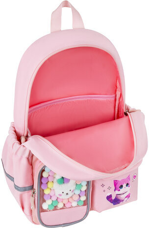 Рюкзак BRAUBERG PASTEL с термонашивками в комплекте, "Anime kitten", персиковый, 40х29х14 см, 272065