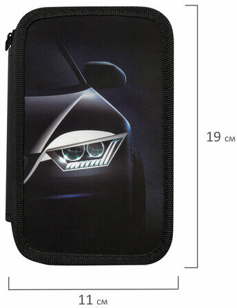 Пенал ПИФАГОР, 3 отделения, ламинированный картон, 19х11 см, "Car flash", 272254