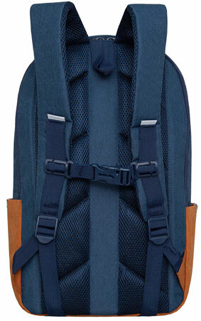 Рюкзак GRIZZLY школьный, укрепленная спинка, 2 отделения, для девочек, BLUE/ORANGE, 43х27,5х16 см, RD-341-2/3