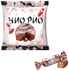 Конфеты батончики ЧИО РИО с хрустящими шариками в карамели и глазури, 500 г, пакет, НК559