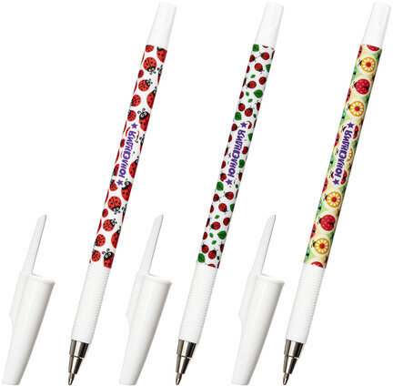 Ручка шариковая ЮНЛАНДИЯ "LADYBIRD", синяя, SOFT TOUCH покрытие, узел 0,7 мм, линия письма 0,35 мм, 143727